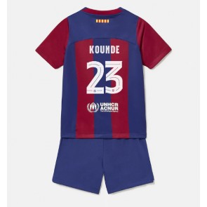 Maillot de foot Barcelona Jules Kounde #23 Domicile enfant 2023-24 Manches Courte (+ pantalon court)